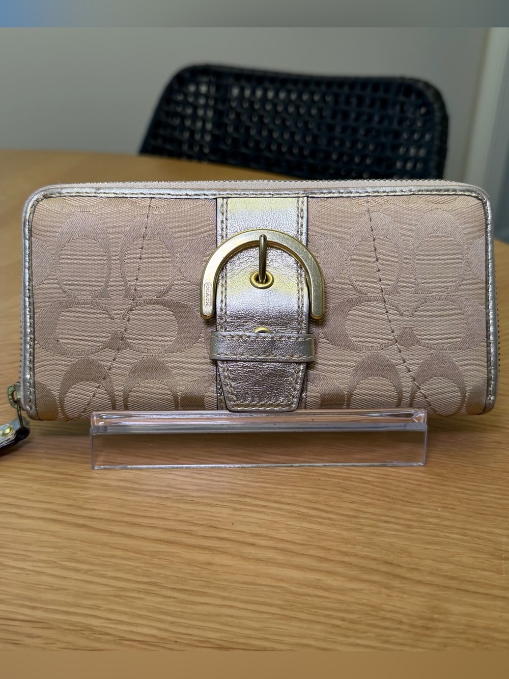 Coach SOHO Signature Buckle Zip Around Wallet